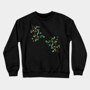 Delicate Minimalistic Branches with Leaves and Flowers | White BackgroundDelicate Minimalistic Branches with Leaves and Flowers | Black Background Crewneck Sweatshirt